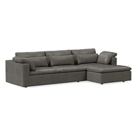 Harmony Modular 123" Left Multi-Seat 2-Piece Sleeper Storage Sectional, Saddle Leather, Nut