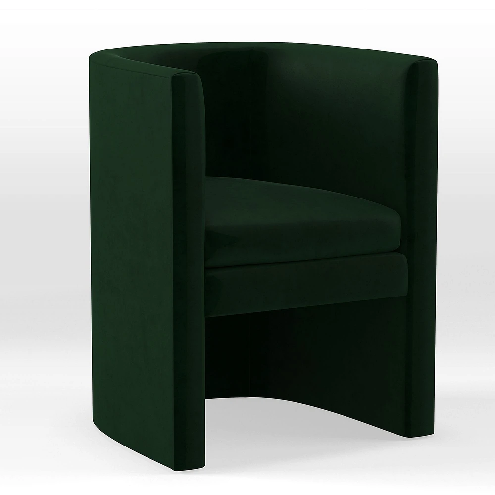 Modern Rounded Upholstered Back Chair, Fauxmo Emerald