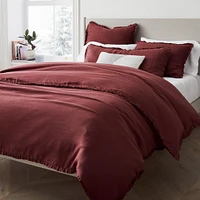 European Flax Linen Ruffle Full/Queen Duvet