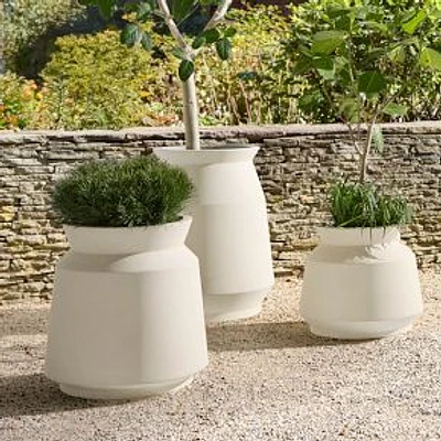 Remmi Medium Floor Planter, Ficonstone, Alabaster