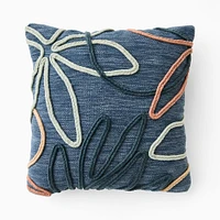 Outdoor Linework Floral Pillow, 20x20, Sand