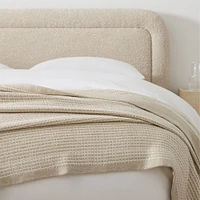 Two Tone Cotton Linen Blanket, Full/Queen, Natural