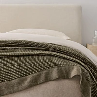 Two Tone Cotton Linen Blanket, Full/Queen, Natural