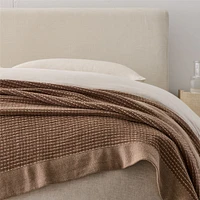 Two Tone Cotton Linen Blanket, Full/Queen, Natural