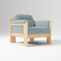 Gunnison Lounge Chair, Yarn Dyed Linen Weave Alabaster, Acorn