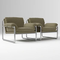 Desmond Chair, Deluxe Linen, Sand, Polished Stainless Steel