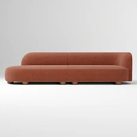 Laurent 122.5" 2-Piece Bumper Sofa, Left-Arm 2 Seater Right-Arm Performance Yarn Dyed Linen Weave, Alabaster, Blonde