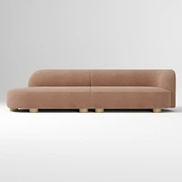 Laurent 122.5" 2-Piece Bumper Sofa, Left-Arm 2 Seater Right-Arm Performance Yarn Dyed Linen Weave, Alabaster, Blonde