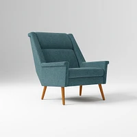 Carlo Highback Chair, Poly, Yarn Dyed Linen Weave, Alabaster, Pecan