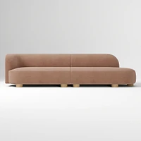 Laurent 122.5" 2-Piece Bumper Sofa, Left-Arm 2 Seater Right-Arm Performance Yarn Dyed Linen Weave, Alabaster, Blonde