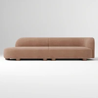 Laurent 122.5" 2-Piece Bumper Sofa, Left-Arm 2 Seater Right-Arm Performance Yarn Dyed Linen Weave, Alabaster, Blonde