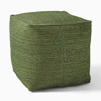 Dori Indoor/Outdoor Pouf, 18"x18"x18", Natural/Alabaster