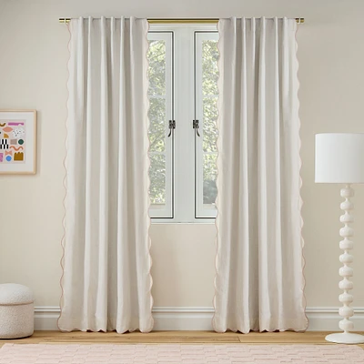 Ripple Blackout Curtain, White, Peach, 48x84