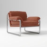 Desmond Chair, Deluxe Linen, Sand, Polished Stainless Steel