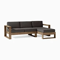 Portside Outdoor 2-Piece Chaise Sectional 92", Left Arm Sofa, Right Chaise, Driftwood, Pearl Gray