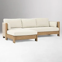 Porto Outdoor 2-Piece Chaise Sectional, 105", Left Arm Sofa, Right Chaise, Driftwood, Pearl Gray