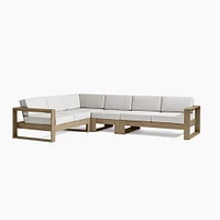 Portside Outdoor 4-Piece L-Shaped Sectional 125", Driftwood, Alabaster