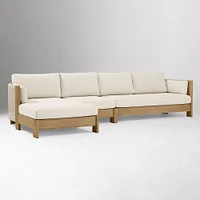 Porto Outdoor 2-Piece Chaise Sectional 134", Left Arm Sofa, Right Chaise, Driftwood, Pearl Gray