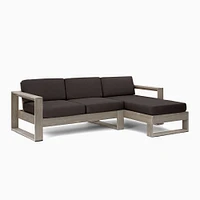 Portside Outdoor 2-Piece Chaise Sectional 92", Left Arm Sofa, Right Chaise, Driftwood, Pearl Gray