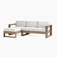 Portside Outdoor 2-Piece Chaise Sectional 92", Left Arm Sofa, Right Chaise, Driftwood, Pearl Gray