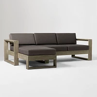 Portside Outdoor 2-Piece Chaise Sectional 92", Left Arm Sofa, Right Chaise, Driftwood, Pearl Gray