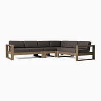 Portside Outdoor 4-Piece L-Shaped Sectional 125", Driftwood, Alabaster