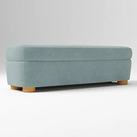 Leroy Storage Bench Performance Yarn Dyed Linen Weave Alabaster Almond on Ash Poly