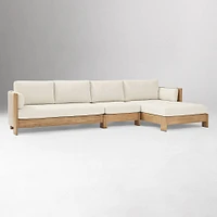 Porto Outdoor 2-Piece Chaise Sectional 134", Left Arm Sofa, Right Chaise, Driftwood, Pearl Gray