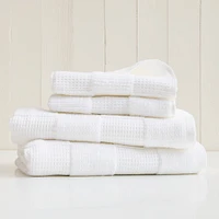 Waffle Checkered White Set of 2 - (1 Bath Towel, 1 Hand)