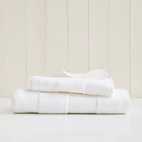 Waffle Checkered White Set of 2 - (1 Bath Towel, 1 Hand)