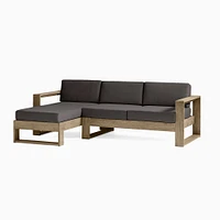 Portside Outdoor 2-Piece Chaise Sectional 92", Left Arm Sofa, Right Chaise, Driftwood, Pearl Gray