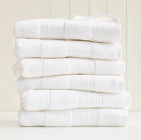 Waffle Checkered White Set of 2 - (1 Bath Towel, 1 Hand)