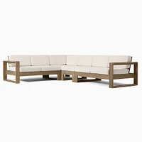 Portside Outdoor 4-Piece L-Shaped Sectional 125", Driftwood, Alabaster