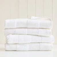 Waffle Checkered White Set of 2 - (1 Bath Towel, 1 Hand)