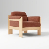 Gunnison Lounge Chair, Yarn Dyed Linen Weave Alabaster, Acorn