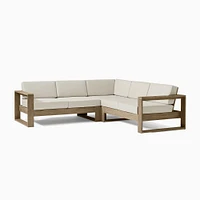 Portside Outdoor 3-Piece L-Shaped Sectional 97", Weathered Gray, Alabaster