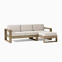 Portside Outdoor 2-Piece Chaise Sectional 92", Left Arm Sofa, Right Chaise, Driftwood, Pearl Gray