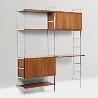 Ozzy Storage Wall Desk & Shelf Unit, Cool Walnut