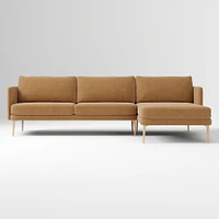 Auburn Sectional Set 02 RA Sofa LA Chaise Poly Performance Yarn Dyed Linen Weave Alabaster Blonde