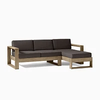 Portside Outdoor 2-Piece Chaise Sectional 92", Left Arm Sofa, Right Chaise, Driftwood, Pearl Gray