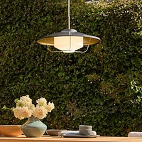 Boone Outdoor Pendant, 22", Black, Champagne