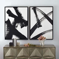 Abstract Ink Brush Framed Wall Art, Double X, 29" X 40"