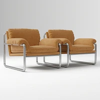 Desmond Chair, Deluxe Linen, Sand, Polished Stainless Steel