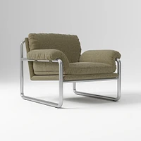 Desmond Chair, Deluxe Linen, Sand, Polished Stainless Steel