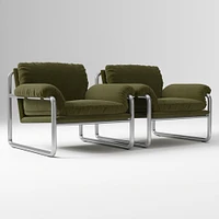 Desmond Chair, Deluxe Linen, Sand, Polished Stainless Steel