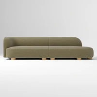 Laurent 122.5" 2-Piece Bumper Sofa, Left-Arm 2 Seater Right-Arm Performance Yarn Dyed Linen Weave, Alabaster, Blonde