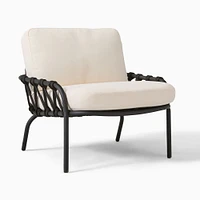 Vieste Outdoor Lounge Chair, Black, Crosshatch Weave, Alabaster