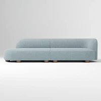 Laurent 122.5" 2-Piece Bumper Sofa, Left-Arm 2 Seater Right-Arm Performance Yarn Dyed Linen Weave, Alabaster, Blonde