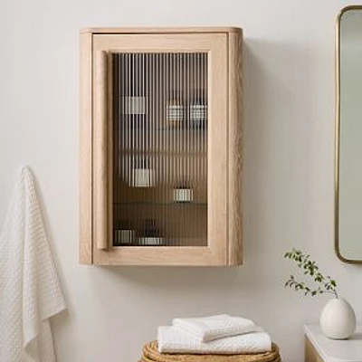 Isley Wall Cabinet, Fluted Glass, Cerused White