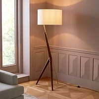 Caldas 5 Floor Lamp Walnut White Linen (57")